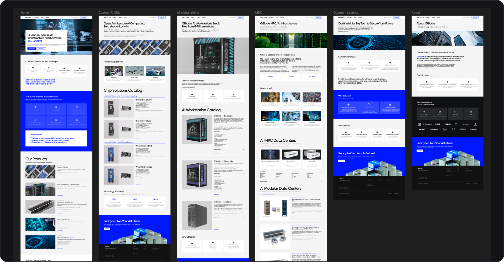 QBlocks website pages built in Webflow